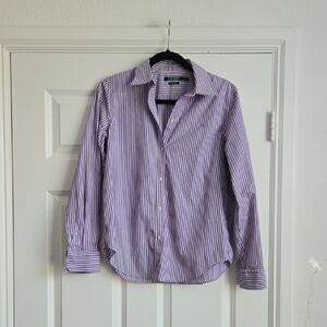 Ralph Lauren Purple and White Striped Shirt